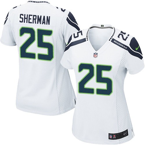 Women's Limited Richard Sherman Nike Jersey White Road - #25 NFL Seattle Seahawks